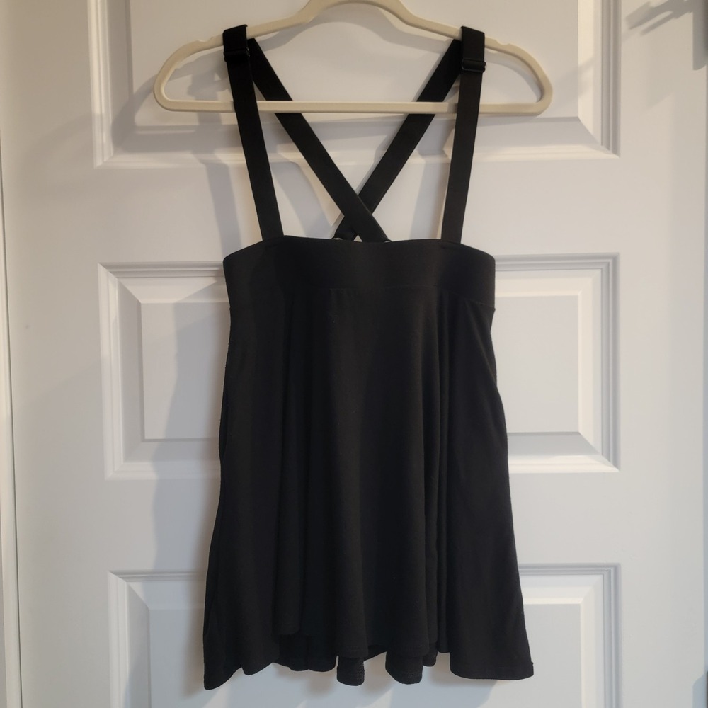 Hot Topic Black Mini Skirt with Suspenders Sz M
